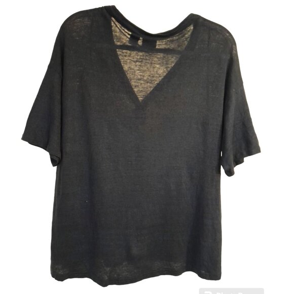 Halston Size Small Linen Oversized Comfy Casual Vacation Summer Button-Down Top - Picture 3 of 4